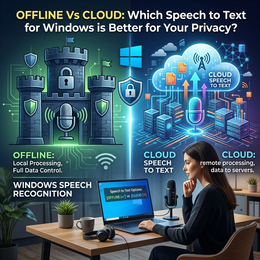 Offline Vs Cloud: Which Speech to Text for Windows is Better for Your Privacy?