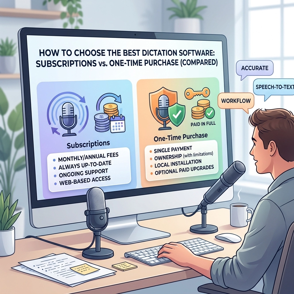 How to Choose the Best Dictation Software: Subscriptions vs. One-Time Purchase (Compared)