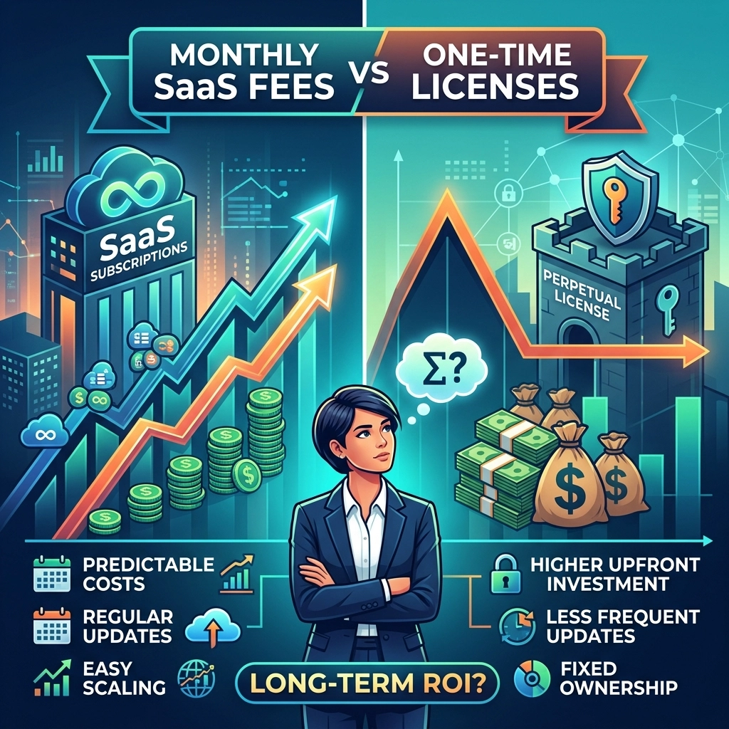 Monthly SaaS Fees Vs One-Time Licenses: Which Is Better For Your Long-Term ROI?